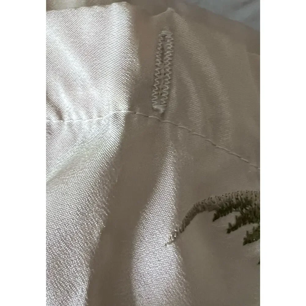 PALM TREE Embroidered Shower Curtain Tan Beige Green Tropical Island Home Decor